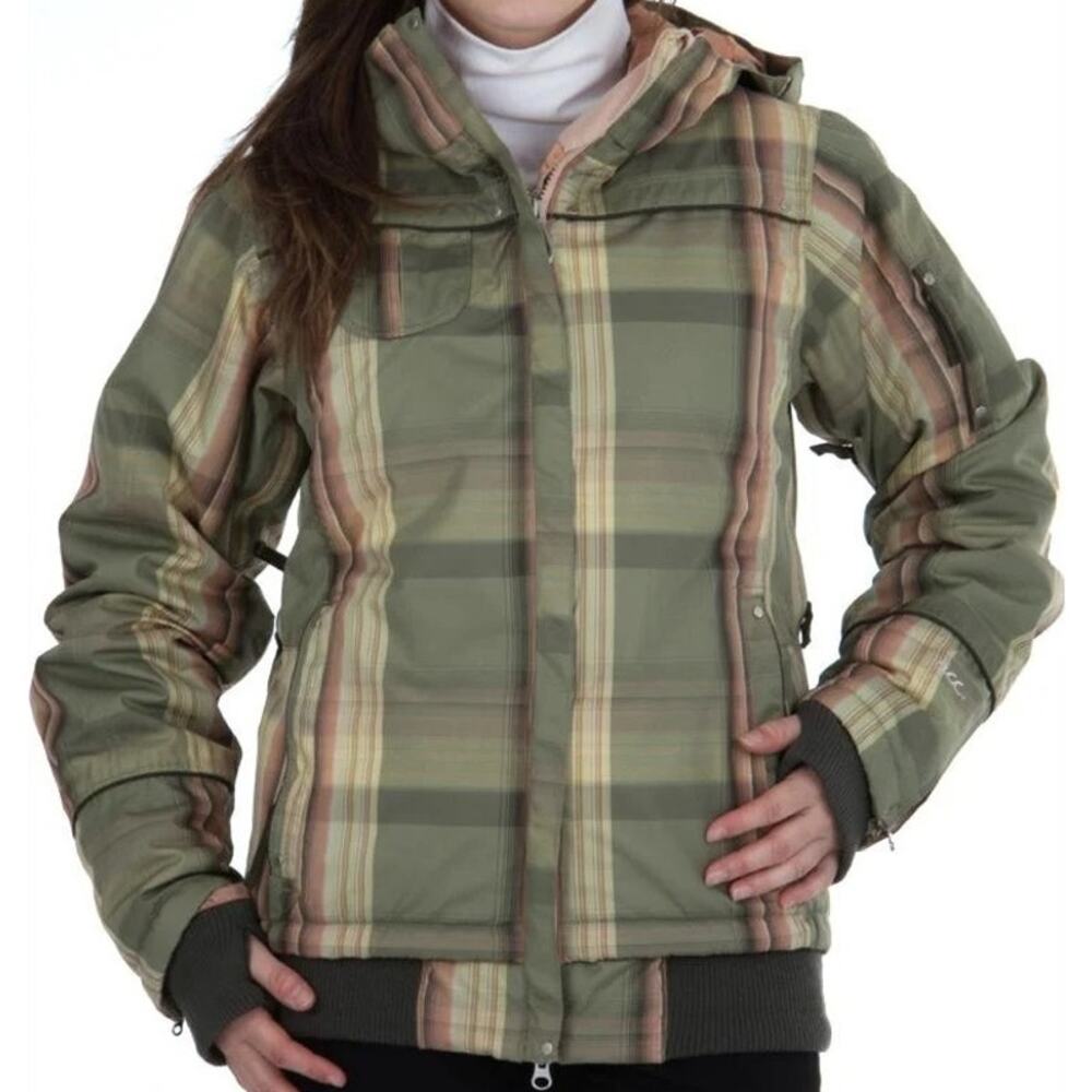 686 Acc Caliber Insulated Jacket Full Zip Hooded Plaid Waterproof Multicolor M